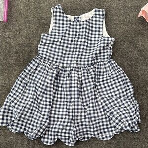 LIKE NEW CAT & Jack Classic Navy and White Gingham Dress with Scallop Edging